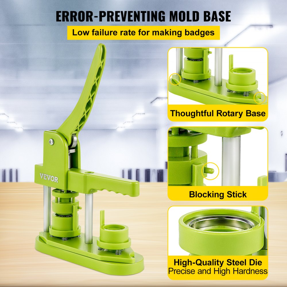 VEVOR Installation-Free Button Maker Machine 25mm (1 inch) with 500pcs Button Parts Badge Press Machine,DIY Pin Button Maker Machine with Circle Cutter 