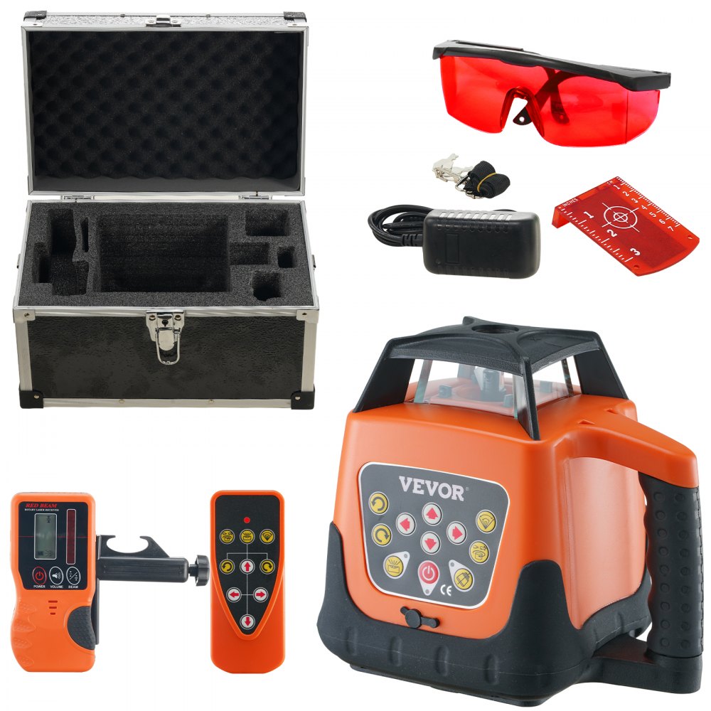 VEVOR Laser Level, 1650ft, 360 Degree Self Leveling Red Cross Line Laser, 5 Rotation Speeds & 4 Scanning Angles Adjustment, IP66 Waterproof Remote Control Manual Self-leveling Mode, Battery Included 