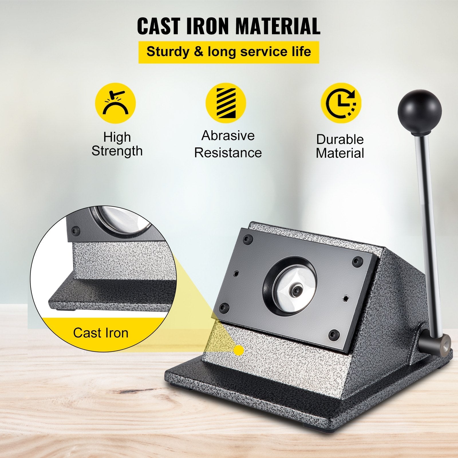 VEVOR Graphic Punch Die Cutter 1-1/4"/32mm Round Punch Die Cutter Cast Iron Manual Graphic Punch Press Button Badge Maker 0.05"/1.5mm Cut Thickness Graphic Die Cutter with Steel Blade for Badge Making 