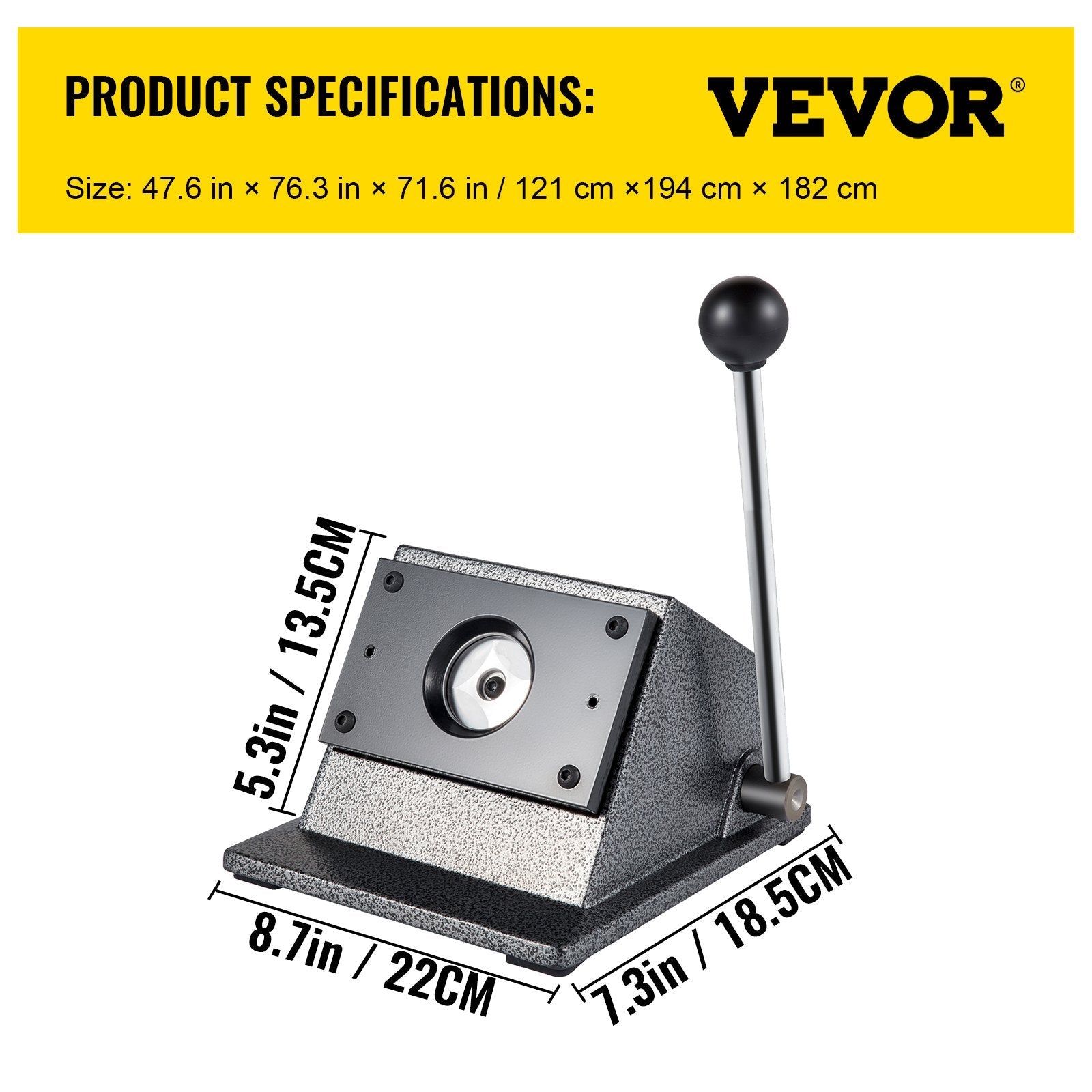 VEVOR Graphic Punch Die Cutter 1-1/4"/32mm Round Punch Die Cutter Cast Iron Manual Graphic Punch Press Button Badge Maker 0.05"/1.5mm Cut Thickness Graphic Die Cutter with Steel Blade for Badge Making 