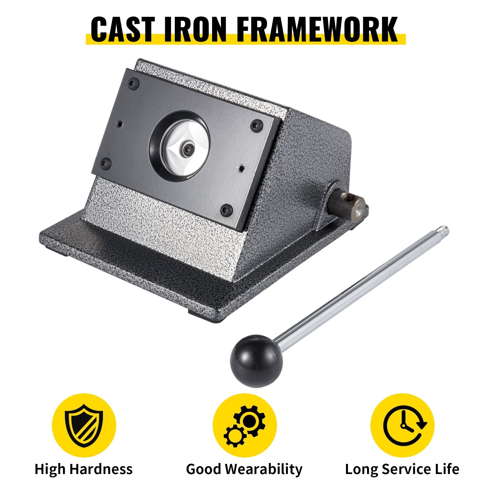 VEVOR Graphic Punch Die Cutter 1-3/4"/44mm Round Punch Die Cutter Cast Iron Manual Graphic Punch Press Button Badge Maker 0.05"/1.5mm Cut Thickness Graphic Die Cutter with Steel Blade for Badge Making 
