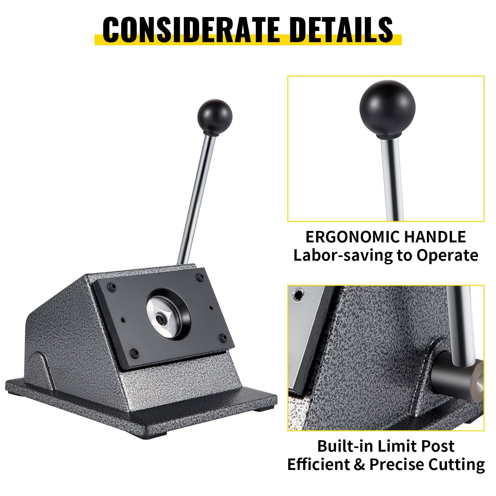 VEVOR Graphic Punch Die Cutter 1-3/4"/44mm Round Punch Die Cutter Cast Iron Manual Graphic Punch Press Button Badge Maker 0.05"/1.5mm Cut Thickness Graphic Die Cutter with Steel Blade for Badge Making 