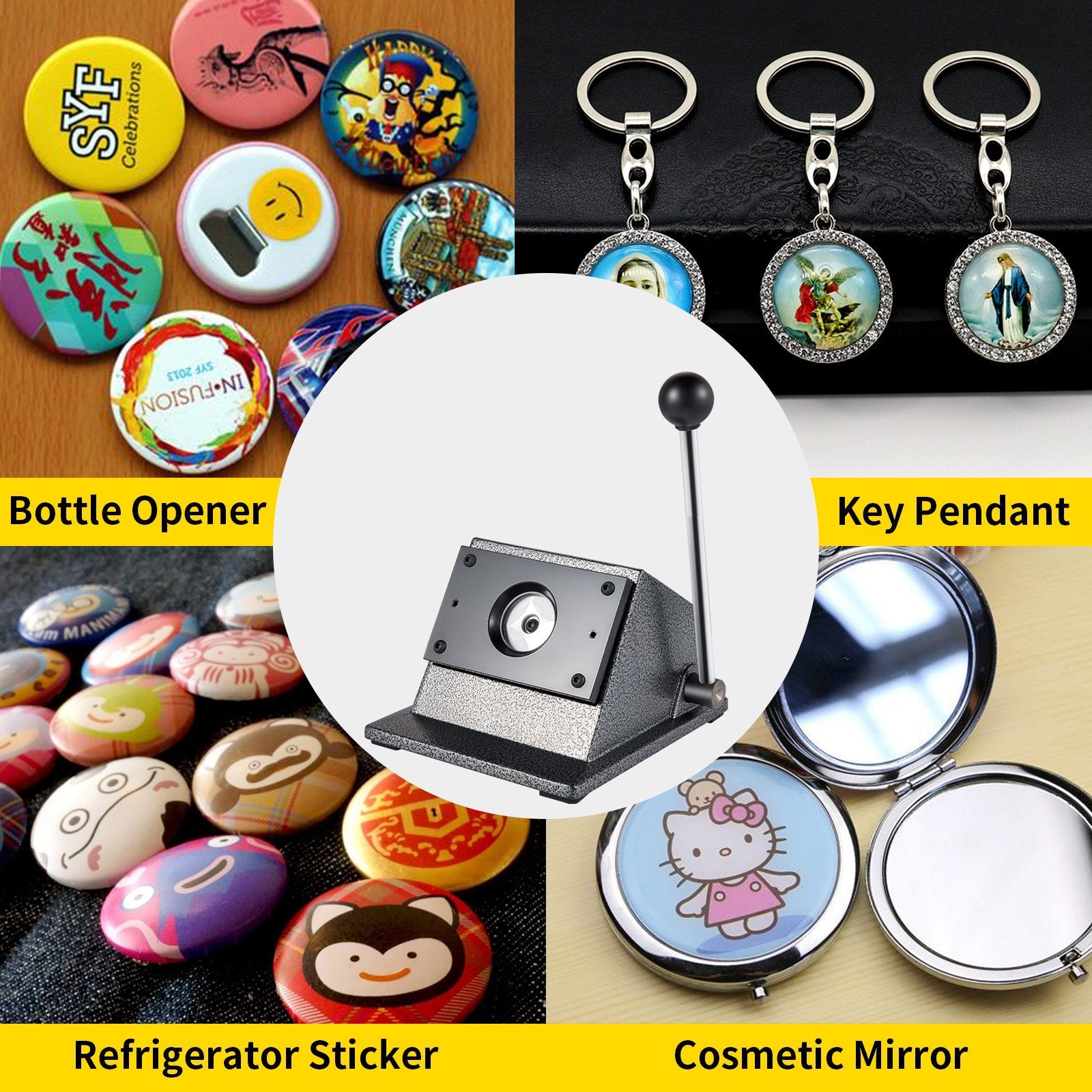 VEVOR Graphic Punch Die Cutter 1-3/4"/44mm Round Punch Die Cutter Cast Iron Manual Graphic Punch Press Button Badge Maker 0.05"/1.5mm Cut Thickness Graphic Die Cutter with Steel Blade for Badge Making 
