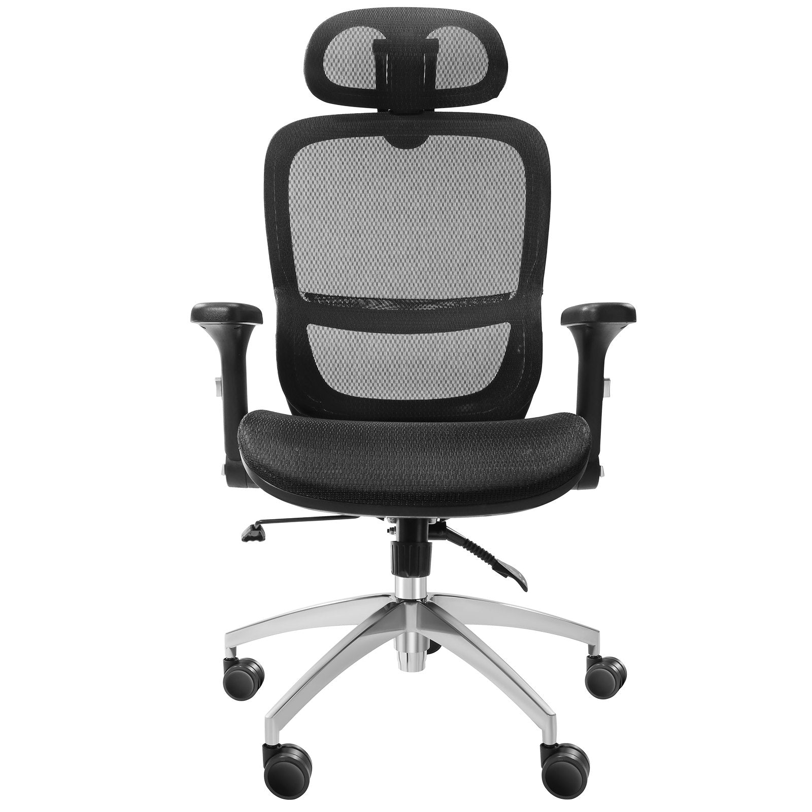 VEVOR Mesh Office Chair, Adjustable High Back Desk Chair with Mesh Seat, Angle and Height Adjustable Home Office Chair with Lumbar and Head Support, Swivel Computer Task Chair 