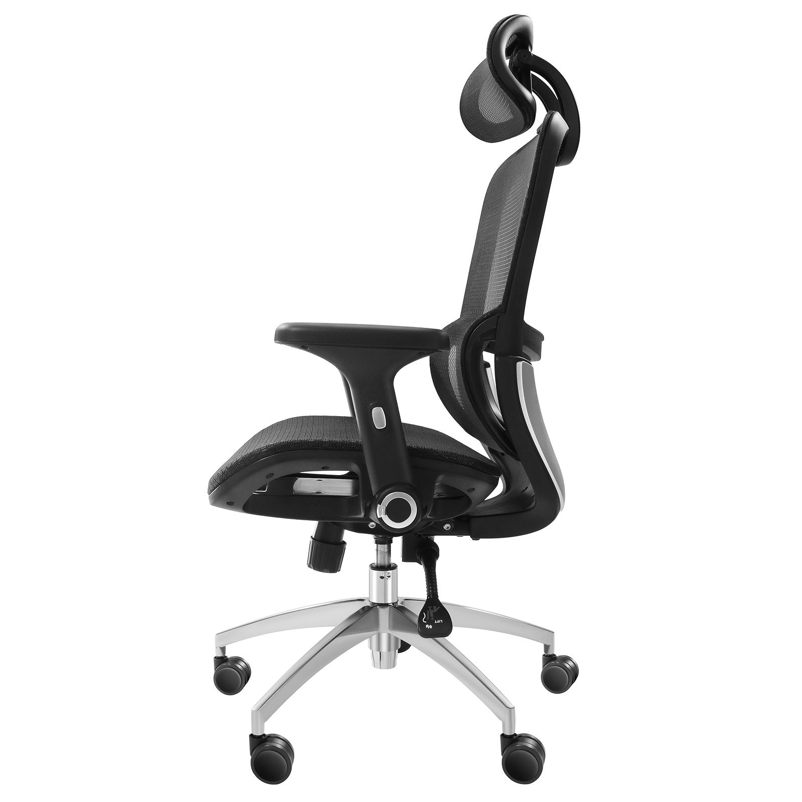 VEVOR Mesh Office Chair, Adjustable High Back Desk Chair with Mesh Seat, Angle and Height Adjustable Home Office Chair with Lumbar and Head Support, Swivel Computer Task Chair 