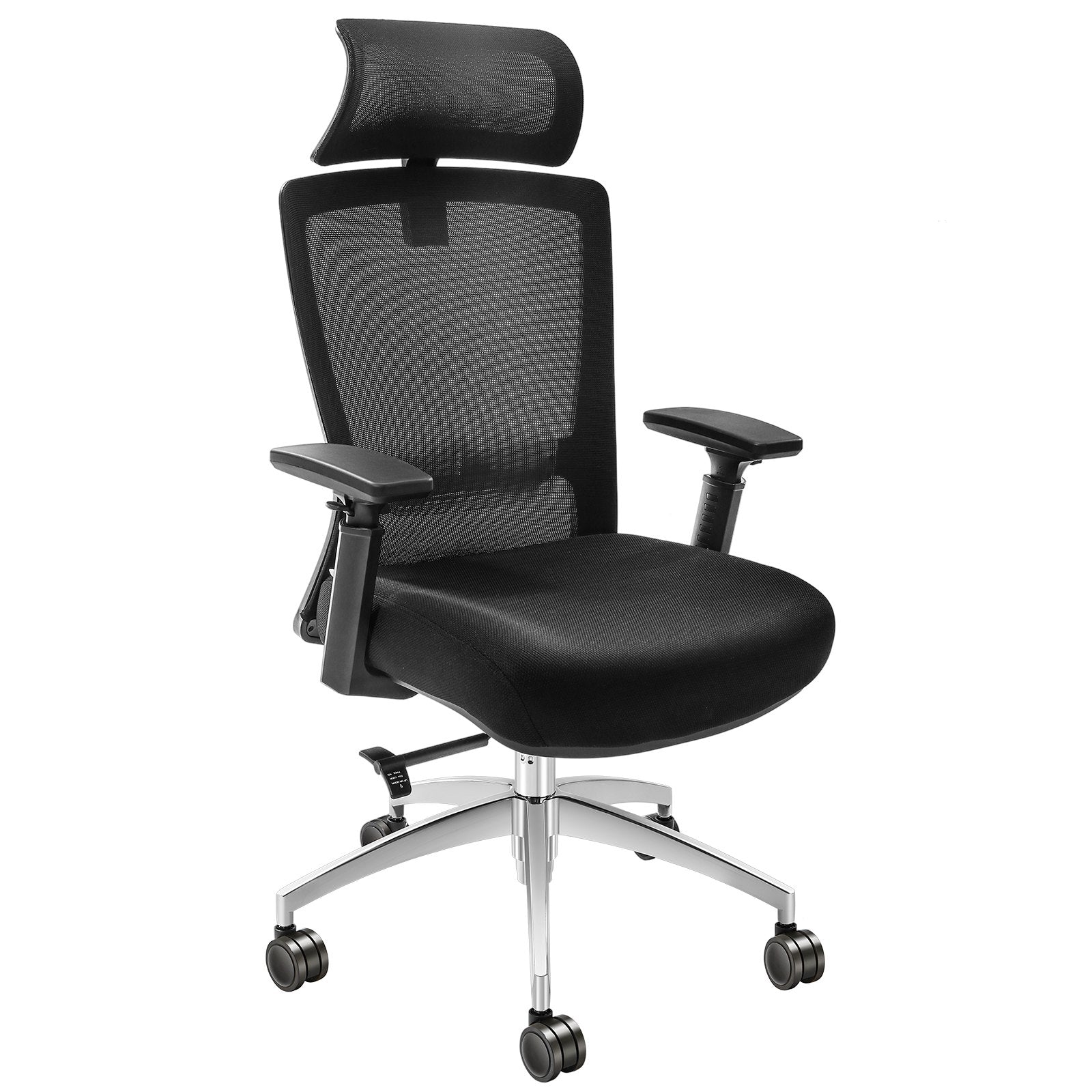 VEVOR Ergonomic Office Chair with Slide Seat, Desk Chair with Mesh Seat, Angle and Height Adjustable Home Office Chair with Back and Lumbar Support, Swivel Computer Task Chair 