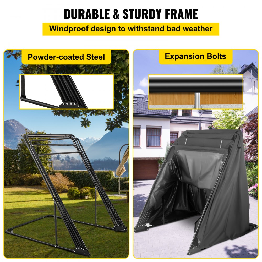 VEVOR Hoods For Vehicles Motorcycle Shelter Shed  Waterproof Motorcycle Cover Outdoor Protection 106.5 Inch X41.5 Inch X61 Inch Motorbike Cover Tent Scooter Shelter 