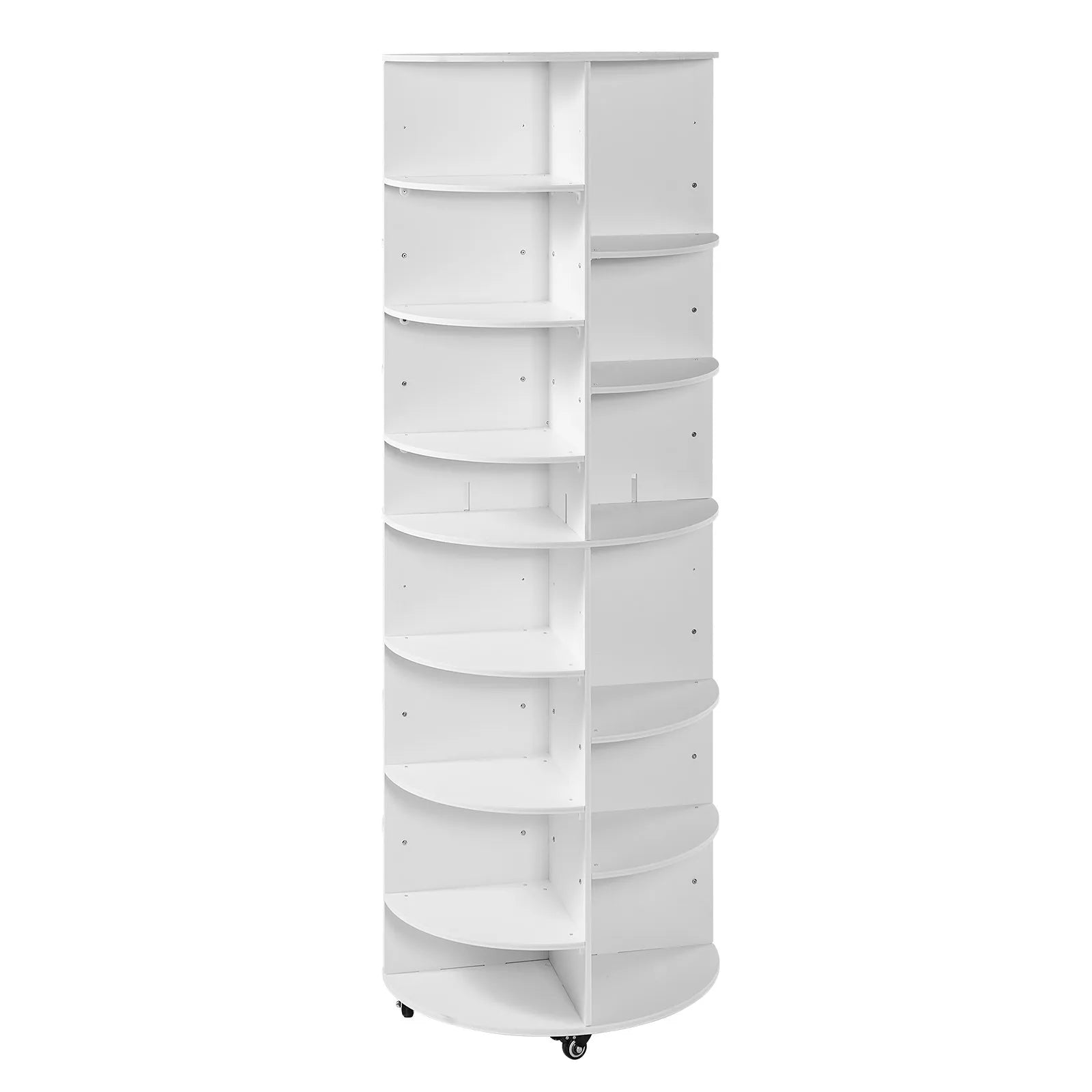 VEVOR 7 Tier Rotating Shoe Rack Tower with Adjustable Shelves, Movable 360° Spinning Carousel Display with Wheels, Lazy Susan Organizer Closet for Bedroom, Living Room, Entryway, Closet, White 