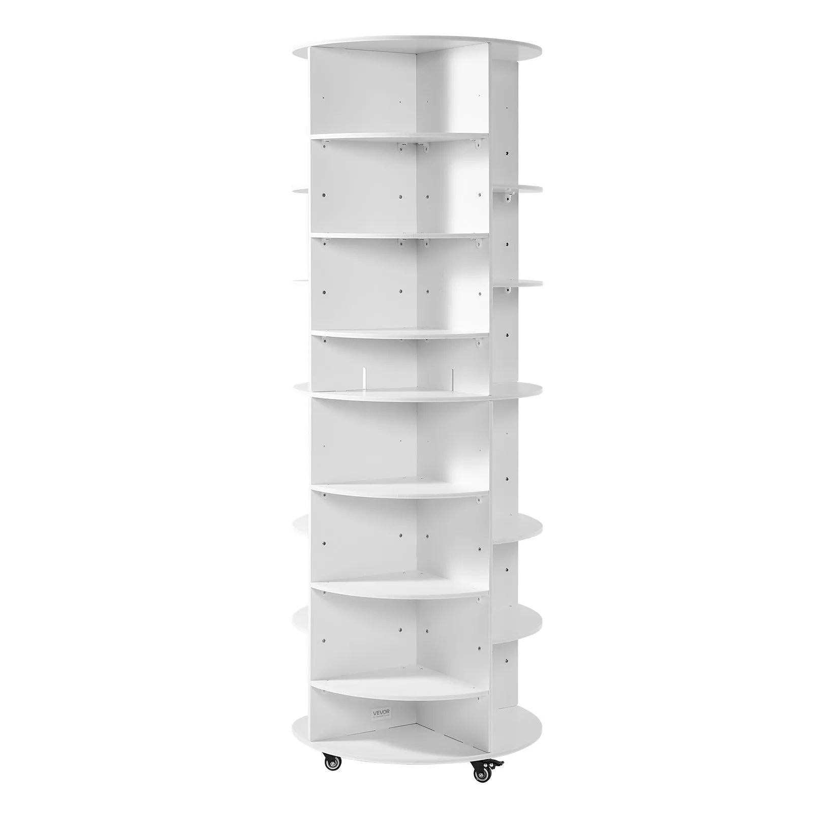 VEVOR 7 Tier Rotating Shoe Rack Tower with Adjustable Shelves, Movable 360° Spinning Carousel Display with Wheels, Lazy Susan Organizer Closet for Bedroom, Living Room, Entryway, Closet, White 