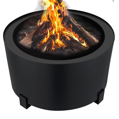 VEVOR Stove Bonfire, Carbon Steel Smokeless Fire Pit, 23.6-inch Diameter Stove Bonfire Fire Pit, Double Wall Design Smokeless Fire Bowl, Portable Wood Burning Fire Pit for Outdoor Picnic Camping Black 