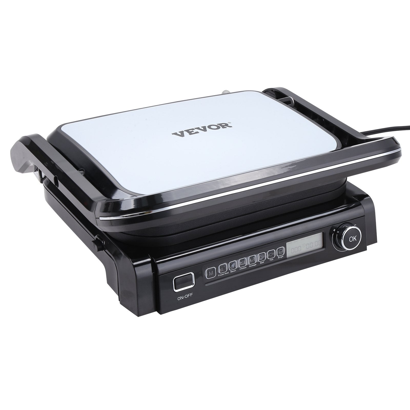 VEVOR 7 IN 1 Commercial Electric Griddle, 14.4" 1800W Indoor Countertop Grill, Stainless Steel Restaurant Teppanyaki Grill with Non Stick Iron Cooking Plate, 0-446? Adjustable Temp Control 110V 