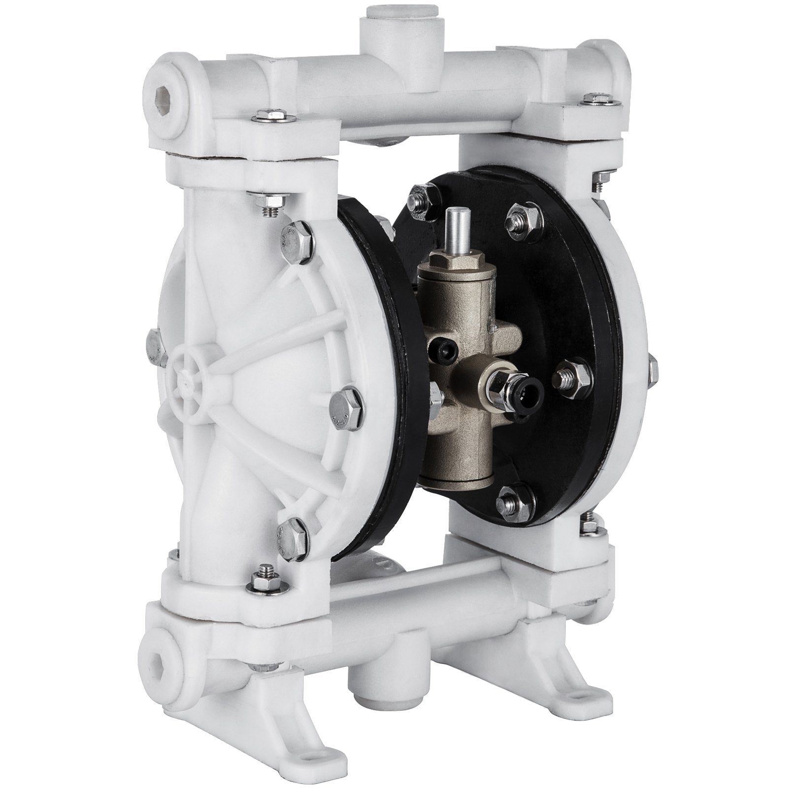 VEVOR Air-Operated Double Diaphragm Pump 1/2 Inch Inlet Outlet Polypropylene 13 GPM Max 100PSI,Nitrile Corrosion-Proof Diaphragm Air Pump for Chemical Industrial Use,QBY-15PP 