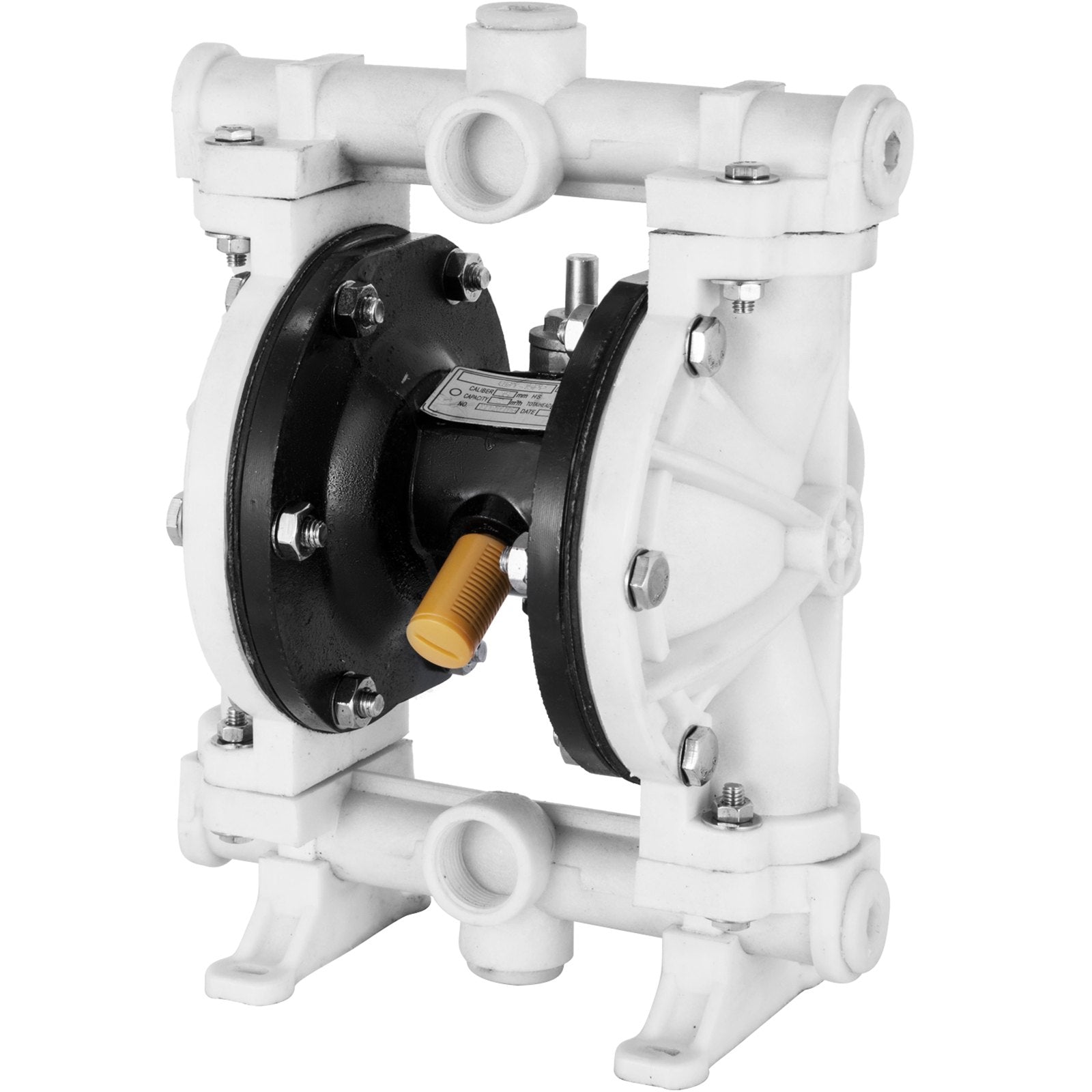 VEVOR Air-Operated Double Diaphragm Pump 1/2 Inch Inlet Outlet Polypropylene 13 GPM Max 100PSI,Nitrile Corrosion-Proof Diaphragm Air Pump for Chemical Industrial Use,QBY-15PP 