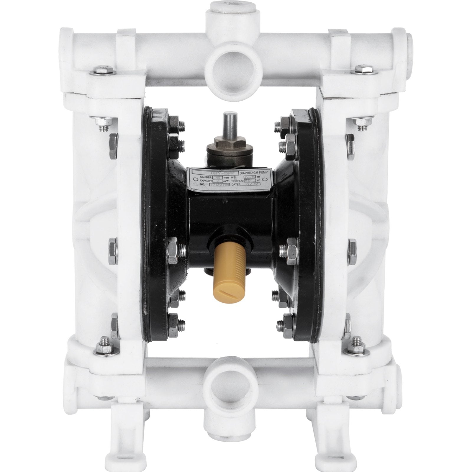 VEVOR Air-Operated Double Diaphragm Pump 1/2 Inch Inlet Outlet Polypropylene 13 GPM Max 100PSI,Nitrile Corrosion-Proof Diaphragm Air Pump for Chemical Industrial Use,QBY-15PP 