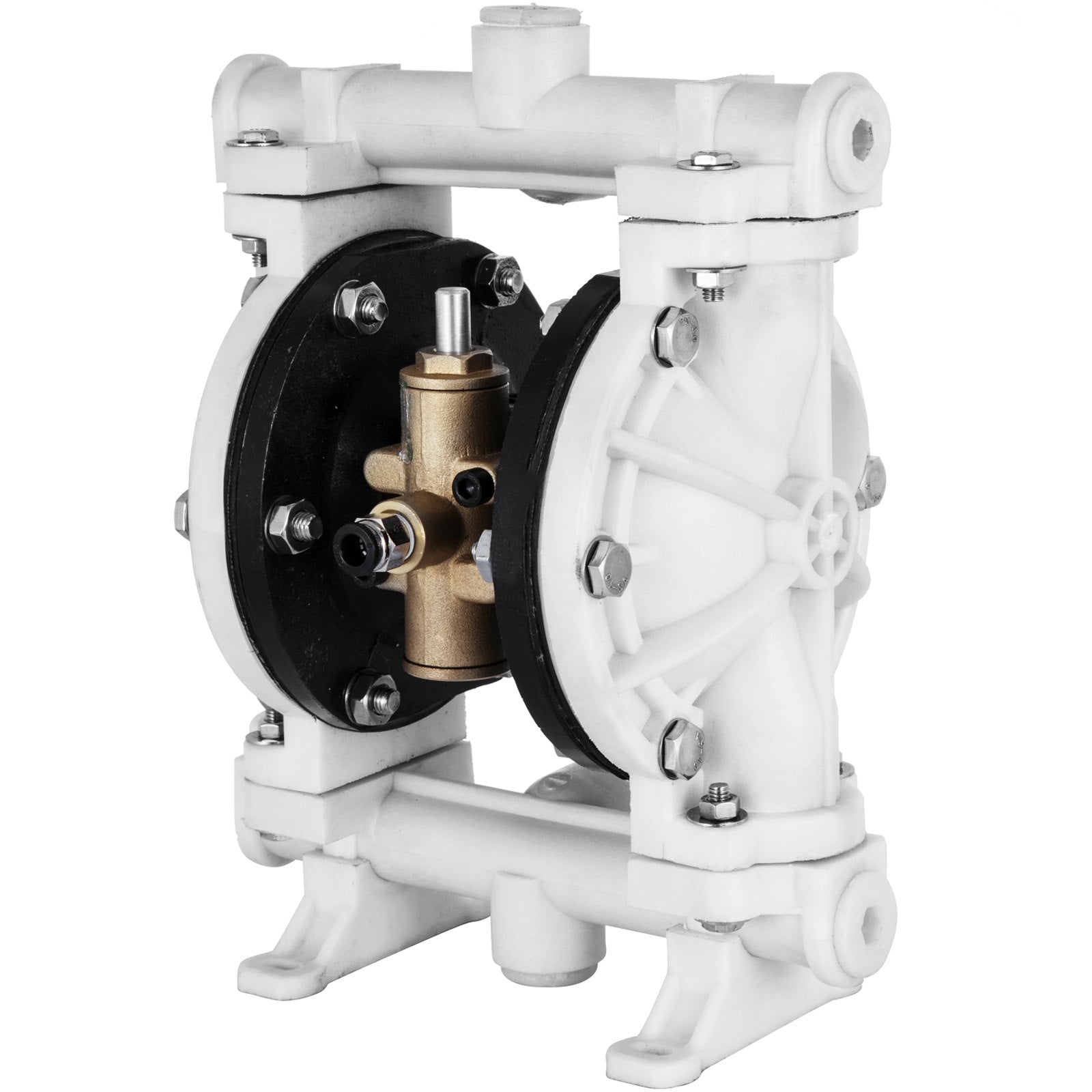 VEVOR Air-Operated Double Diaphragm Pump 1/2 Inch Inlet Outlet Polypropylene 13 GPM Max 100PSI,Nitrile Corrosion-Proof Diaphragm Air Pump for Chemical Industrial Use,QBY-15PP 