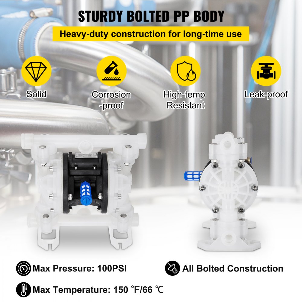 Air Double Diaphragm Pump 7 GPM With 1/2Inch Inlet And Outlet 