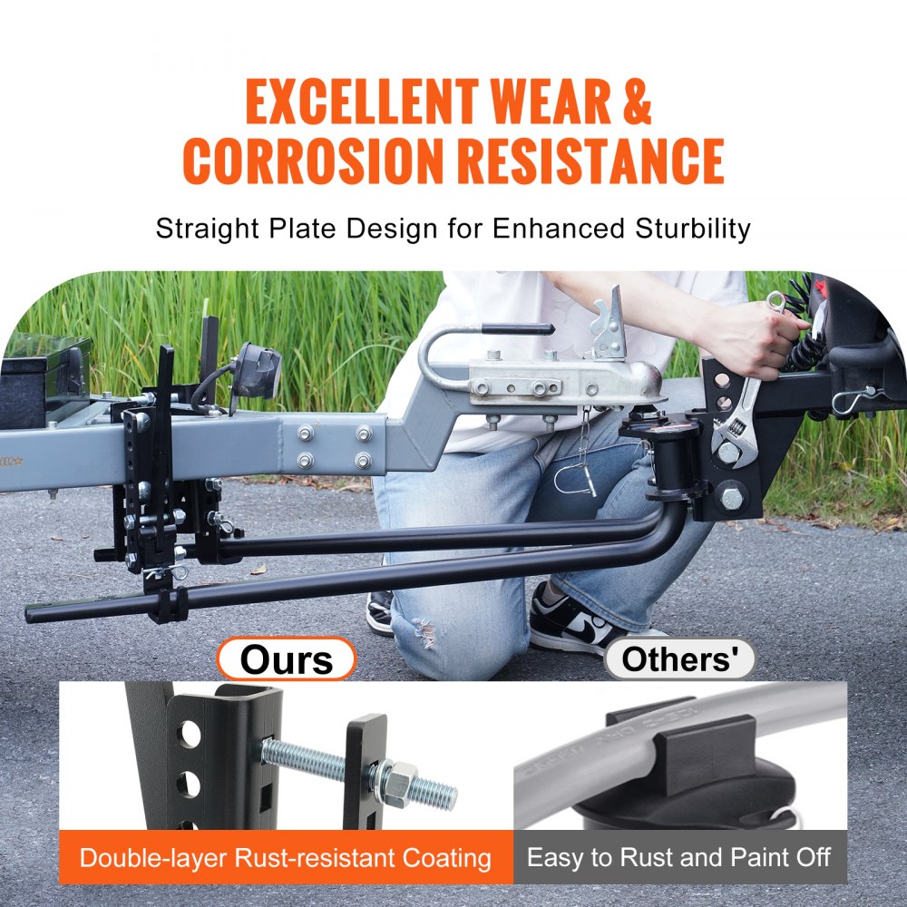 VEVOR Weight Distribution Hitch, 1,500 lbs Weight Distributing Hitches Kit with Sway Control for Trailer, 2-In Solid Steel Shank, 2-5/16 in Alloy Steel Ball, Powder Coated Load Leveling Hitch, Black 