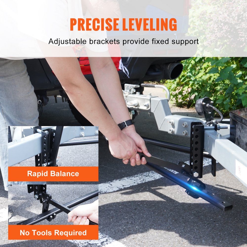 VEVOR Weight Distribution Hitch, 1,500 lbs Weight Distributing Hitches Kit with Sway Control for Trailer, 2-In Solid Steel Shank, 2-5/16 in Alloy Steel Ball, Powder Coated Load Leveling Hitch, Black 