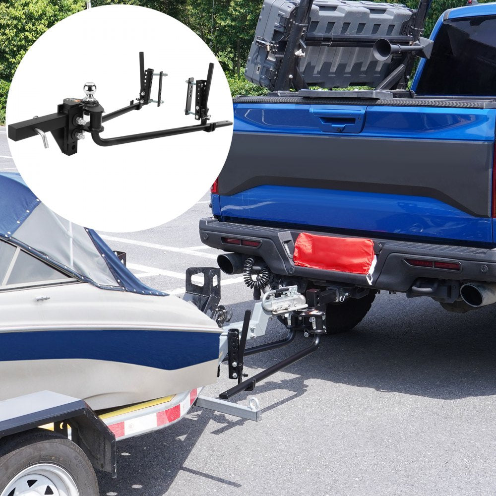 VEVOR Weight Distribution Hitch, 1,500 lbs Weight Distributing Hitches Kit with Sway Control for Trailer, 2-In Solid Steel Shank, 2-5/16 in Alloy Steel Ball, Powder Coated Load Leveling Hitch, Black 