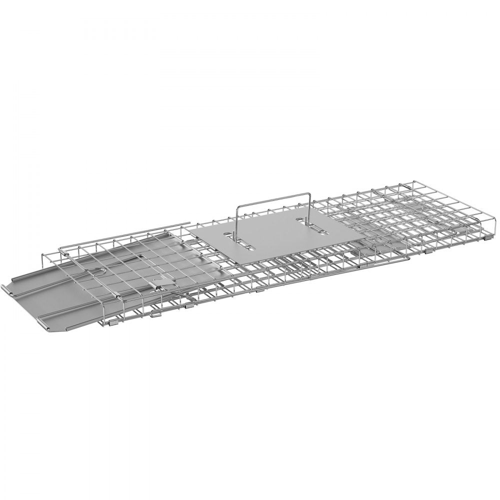 VEVOR Live Animal Cage Trap, 24" x 8" x 8" Humane Cat Trap Galvanized Iron, Folding Animal Trap with Handle for Rabbits, Stray Cats, Squirrels, Raccoons, Groundhogs and Opossums 