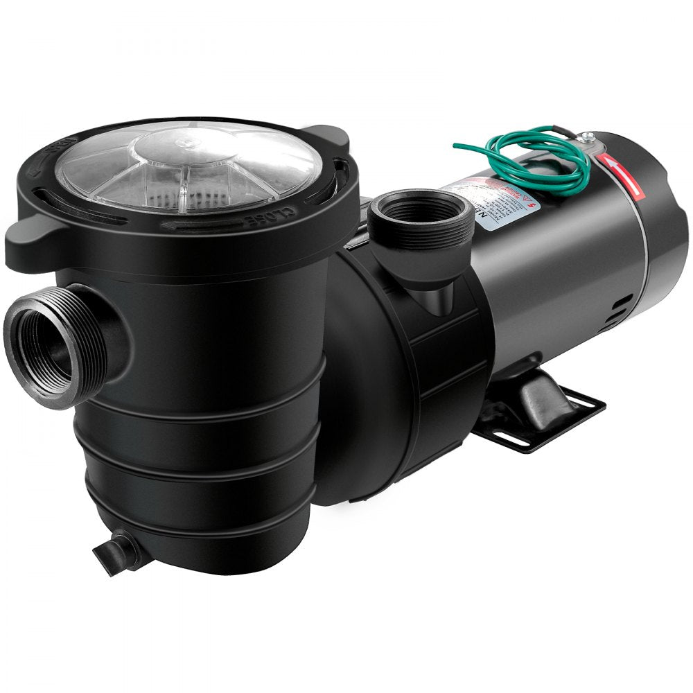 VEVOR 1.5 HP Pool Pump, 1100 W Above Ground Swimming Pool Pump, 4980 GPH Pool Pump Motor witn Strainer Basket, for Clean Swimming Pool Water Salter Water - 1.5" NPT, 6.6 ft Cord 