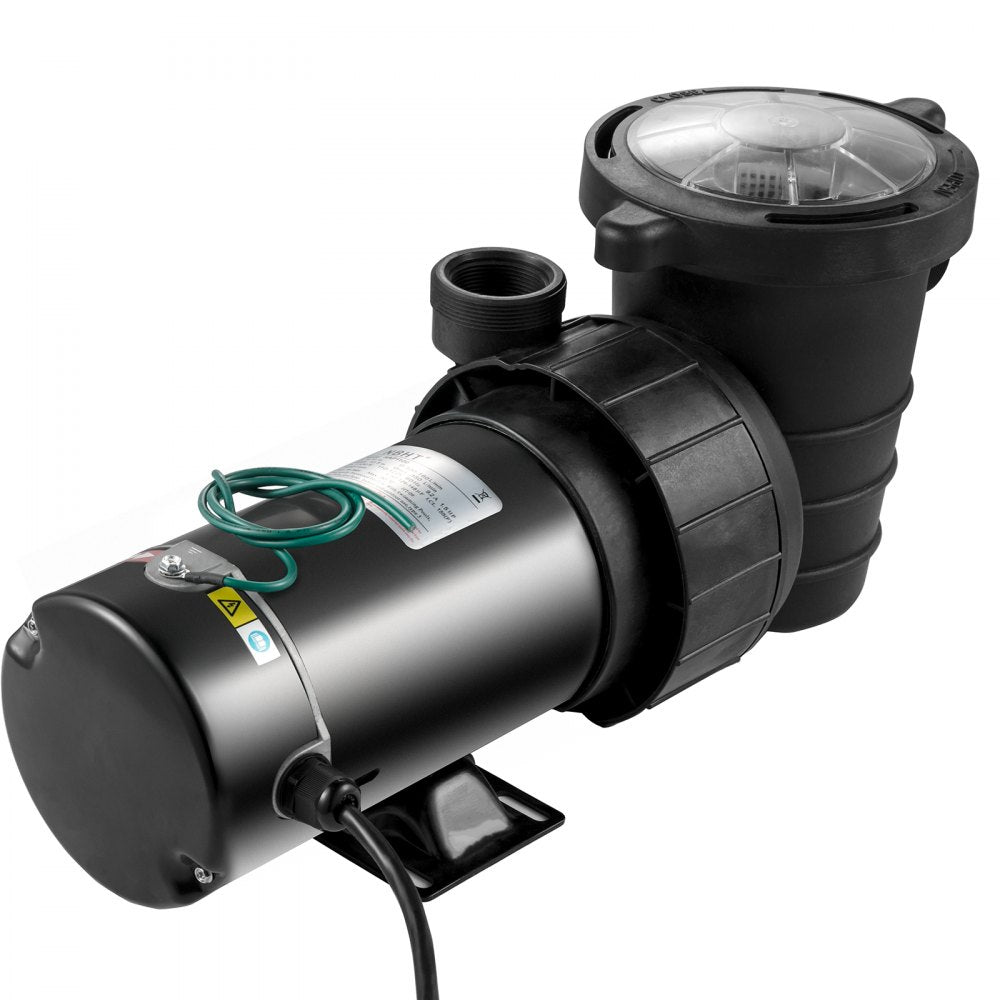 VEVOR 1.5 HP Pool Pump, 1100 W Above Ground Swimming Pool Pump, 4980 GPH Pool Pump Motor witn Strainer Basket, for Clean Swimming Pool Water Salter Water - 1.5" NPT, 6.6 ft Cord 