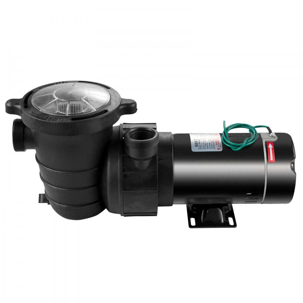 VEVOR 1.5 HP Pool Pump, 1100 W Above Ground Swimming Pool Pump, 4980 GPH Pool Pump Motor witn Strainer Basket, for Clean Swimming Pool Water Salter Water - 1.5" NPT, 6.6 ft Cord 