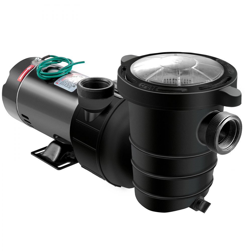VEVOR 1.5 HP Pool Pump, 1100 W Above Ground Swimming Pool Pump, 4980 GPH Pool Pump Motor witn Strainer Basket, for Clean Swimming Pool Water Salter Water - 1.5" NPT, 6.6 ft Cord 