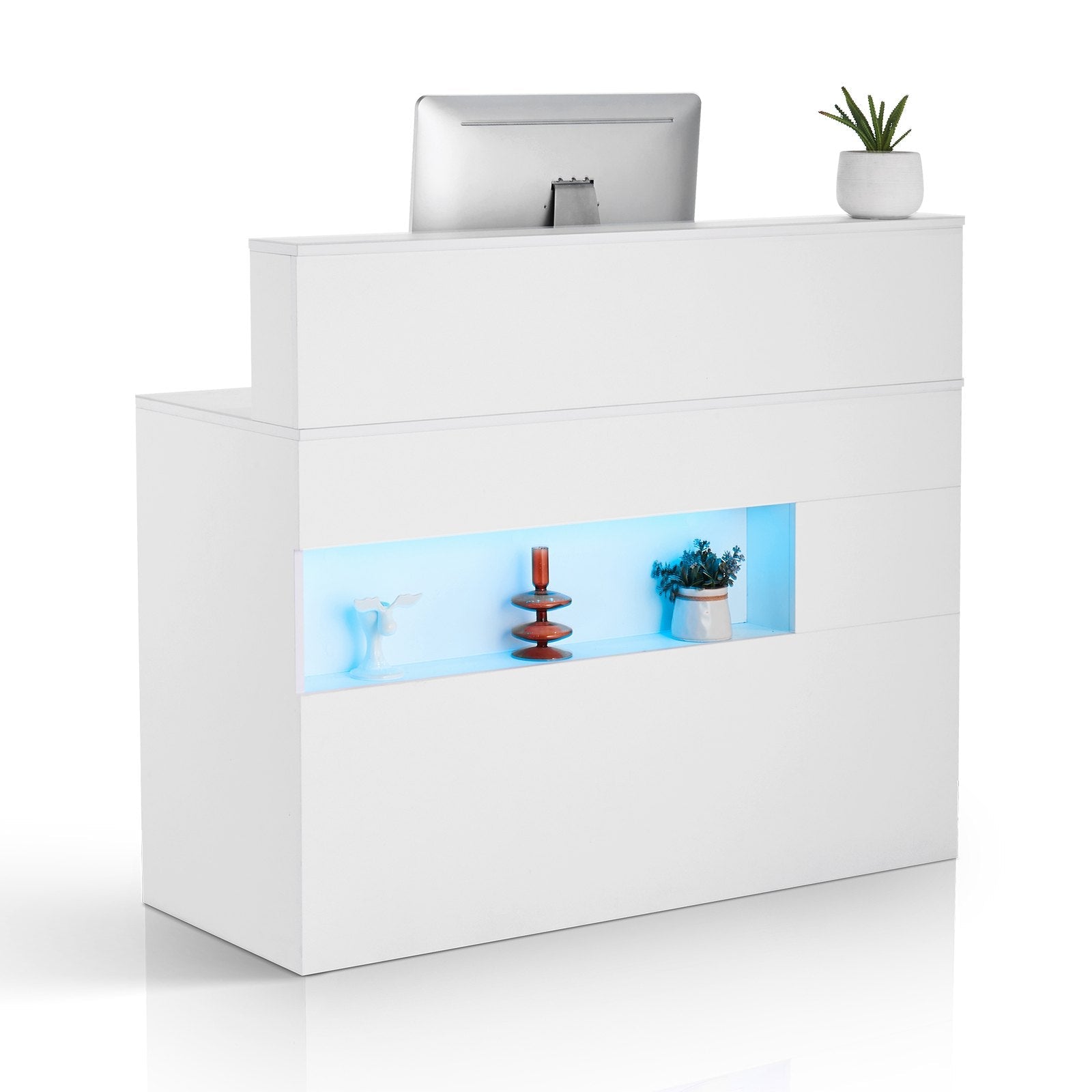 VEVOR Reception Desk Rectangular Front Counter Table 47.24 in White Office Table 