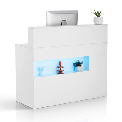 VEVOR Reception Desk Rectangular Front Counter Table 47.24 in White Office Table 