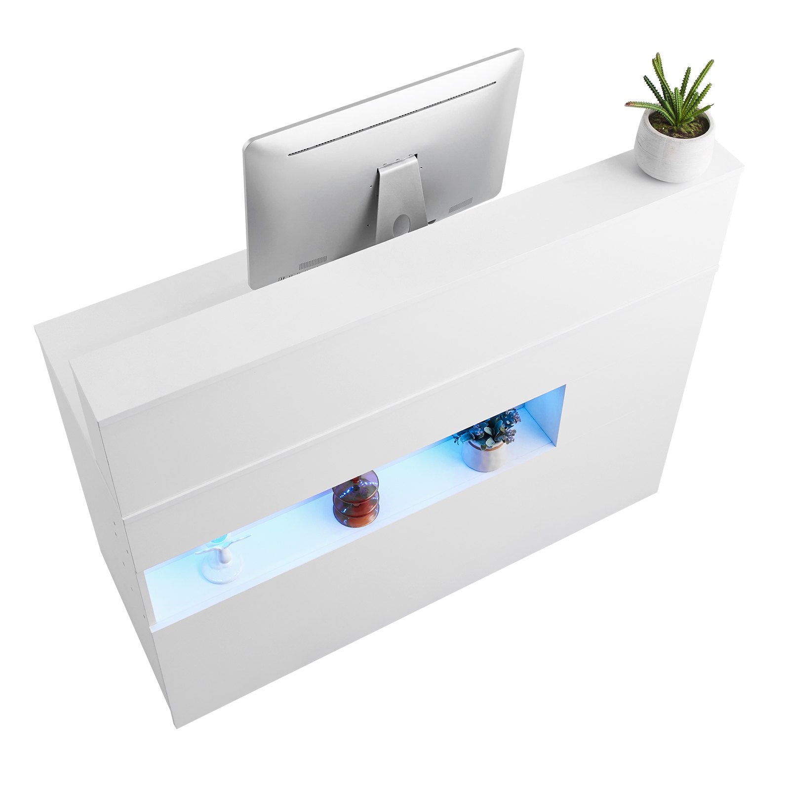 VEVOR Reception Desk Rectangular Front Counter Table 47.24 in White Office Table 