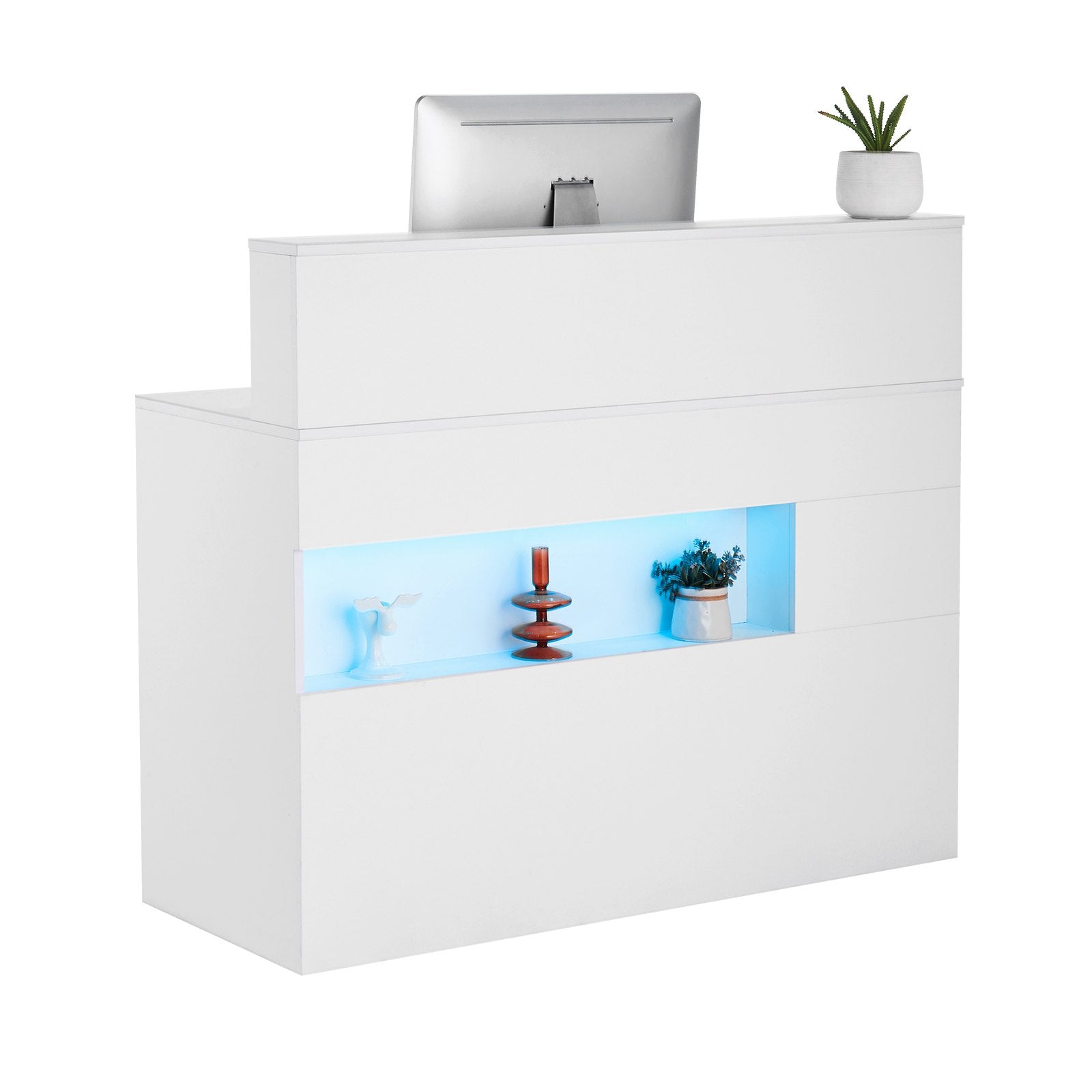 VEVOR Reception Desk Rectangular Front Counter Table 47.24 in White Office Table 