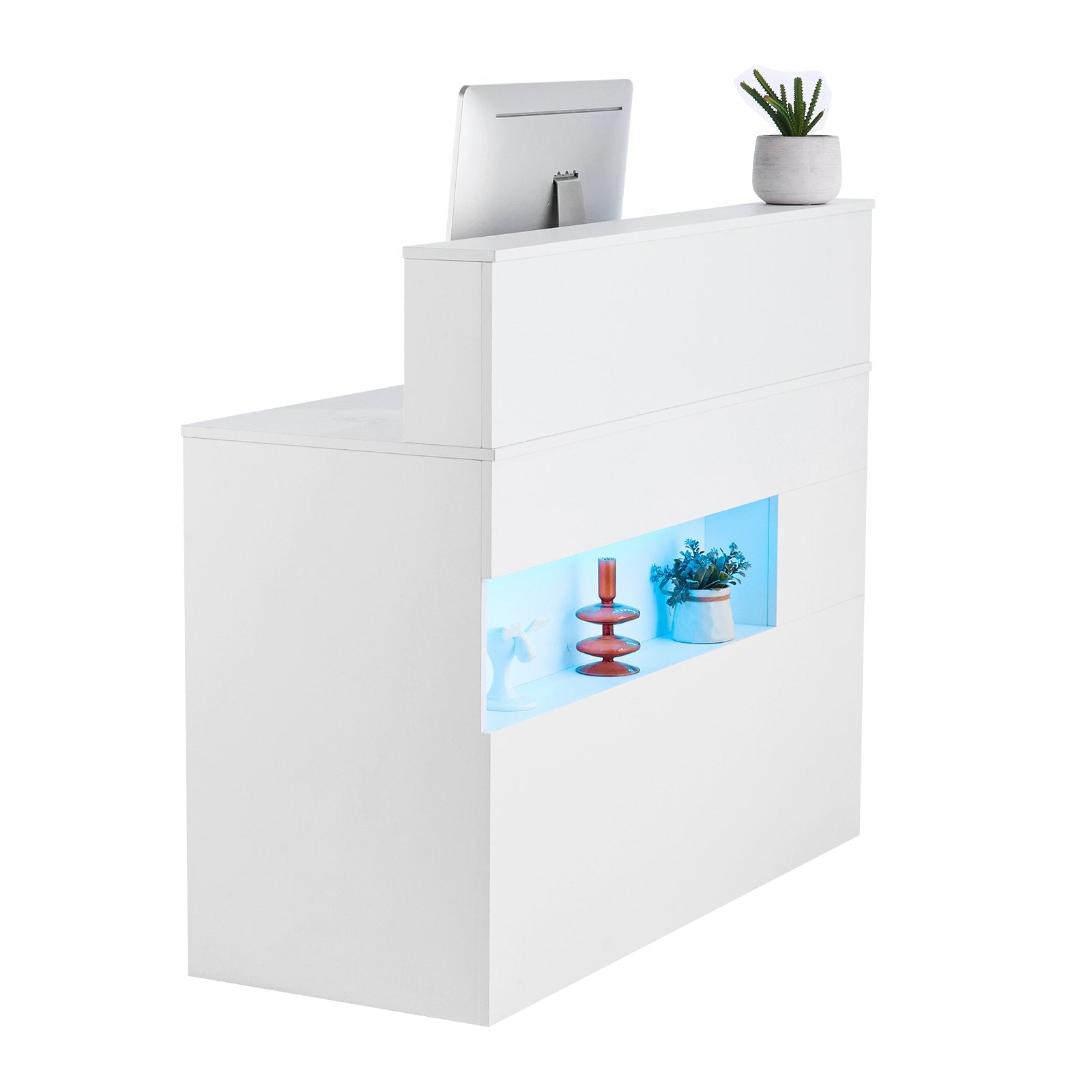 VEVOR Reception Desk Rectangular Front Counter Table 47.24 in White Office Table 