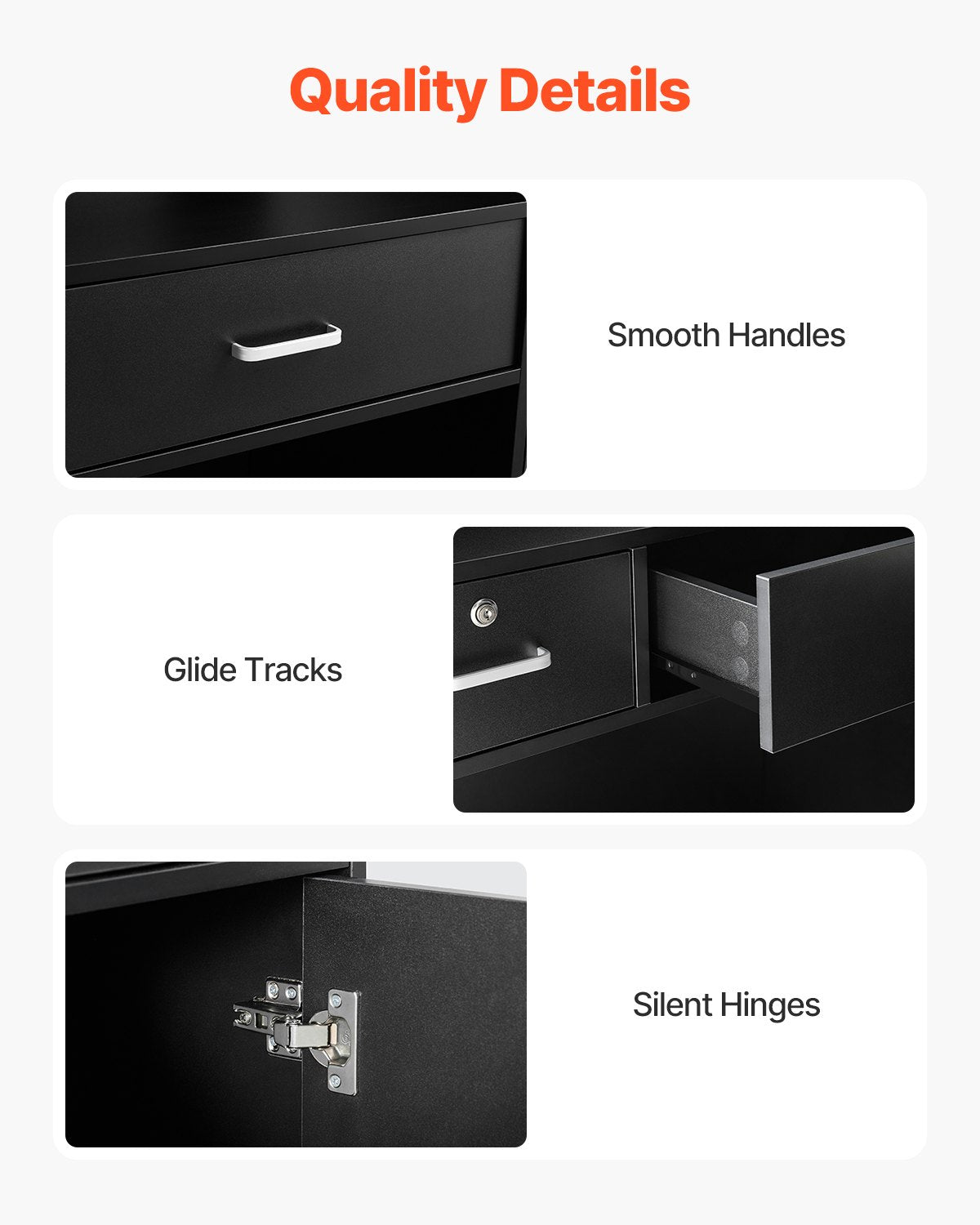 VEVOR Reception Desk Rectangular Front Counter Table 47.24 in Black Office Table 