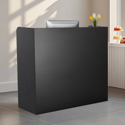 VEVOR Reception Desk Rectangular Front Counter Table 47.24 in Black Office Table 
