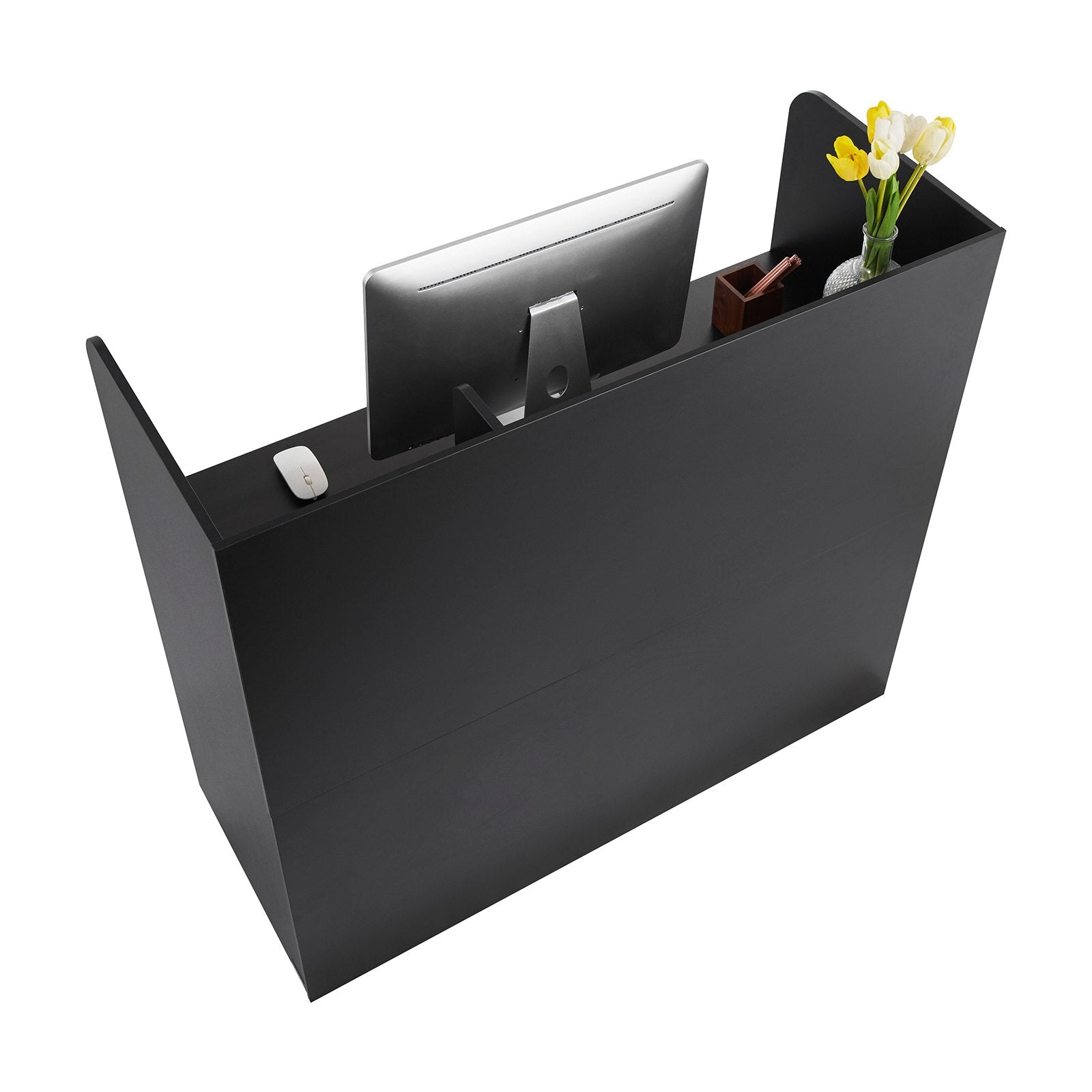 VEVOR Reception Desk Rectangular Front Counter Table 47.24 in Black Office Table 
