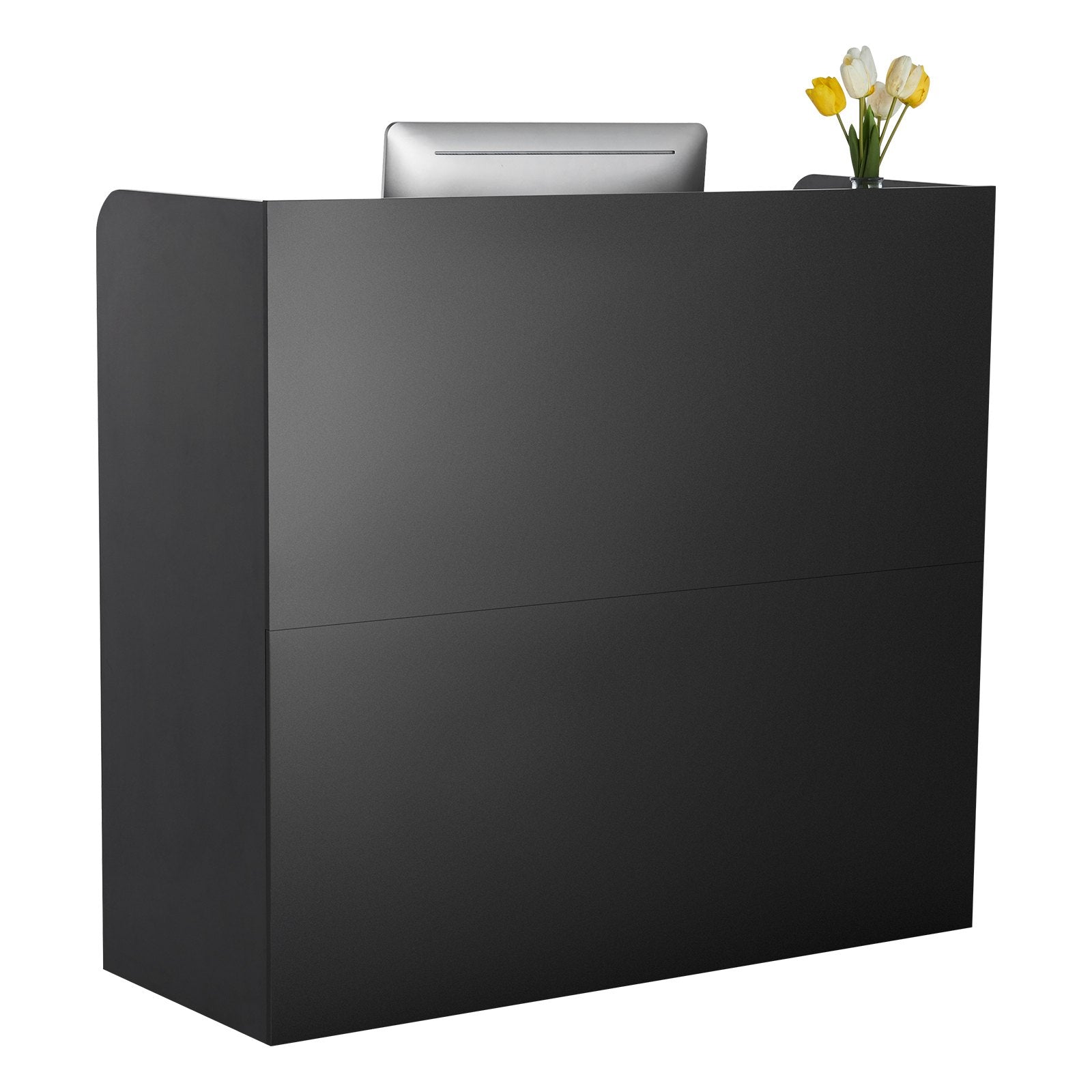 VEVOR Reception Desk Rectangular Front Counter Table 47.24 in Black Office Table 