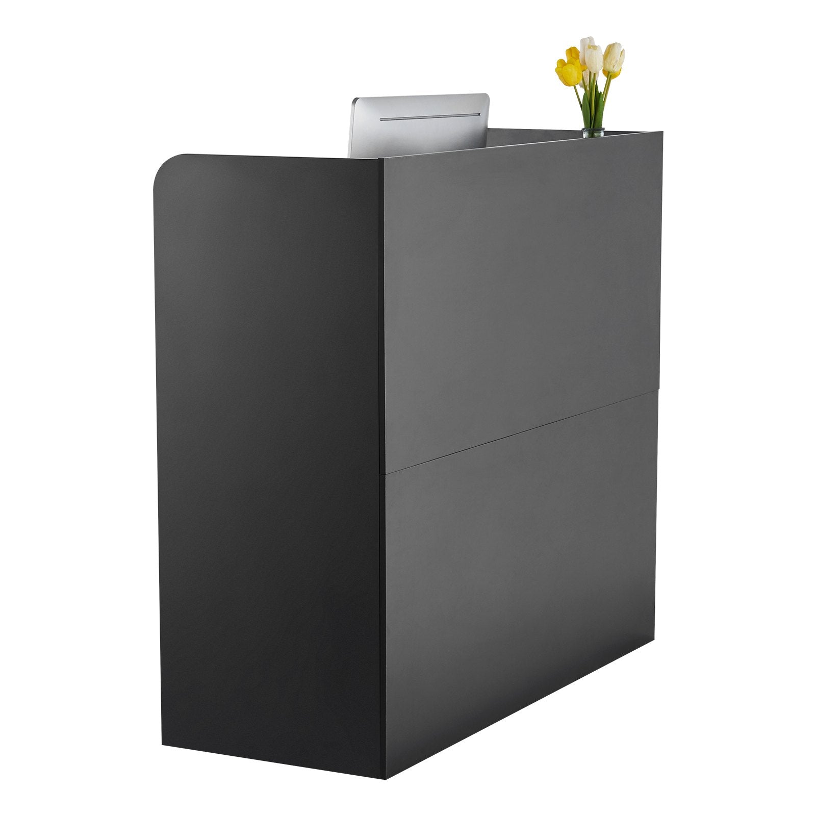 VEVOR Reception Desk Rectangular Front Counter Table 47.24 in Black Office Table 