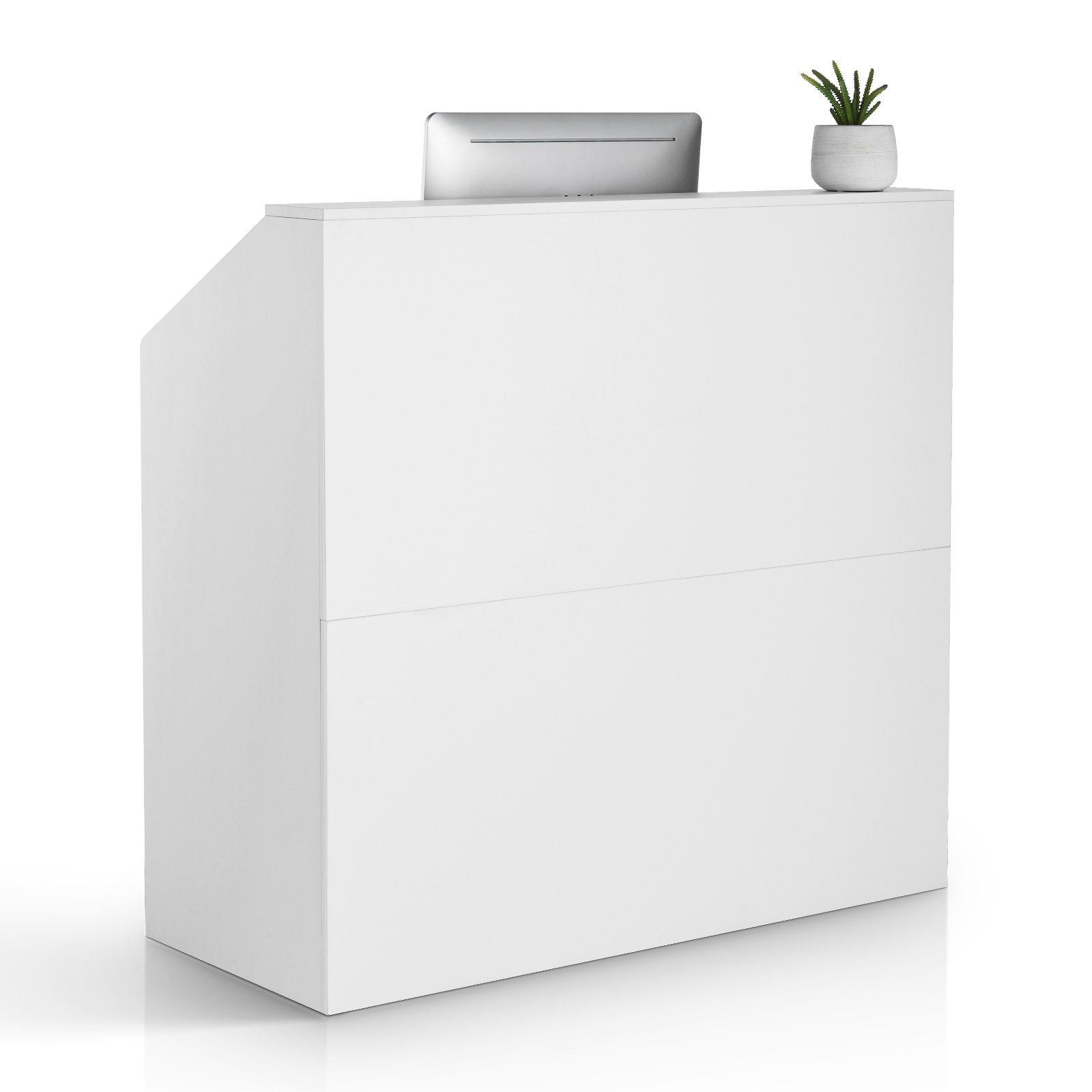 VEVOR Reception Desk Rectangular Front Counter Table 46.46 in White Office Table 