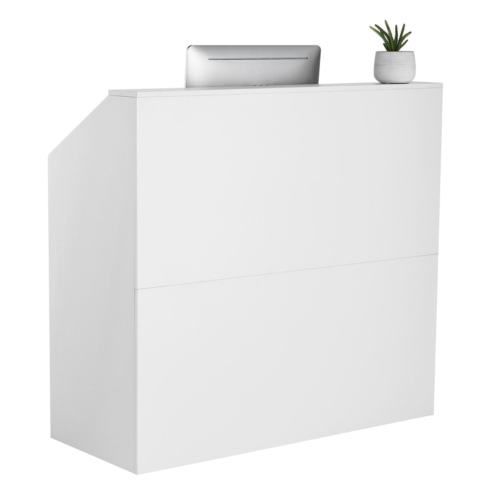 VEVOR Reception Desk Rectangular Front Counter Table 46.46 in White Office Table 