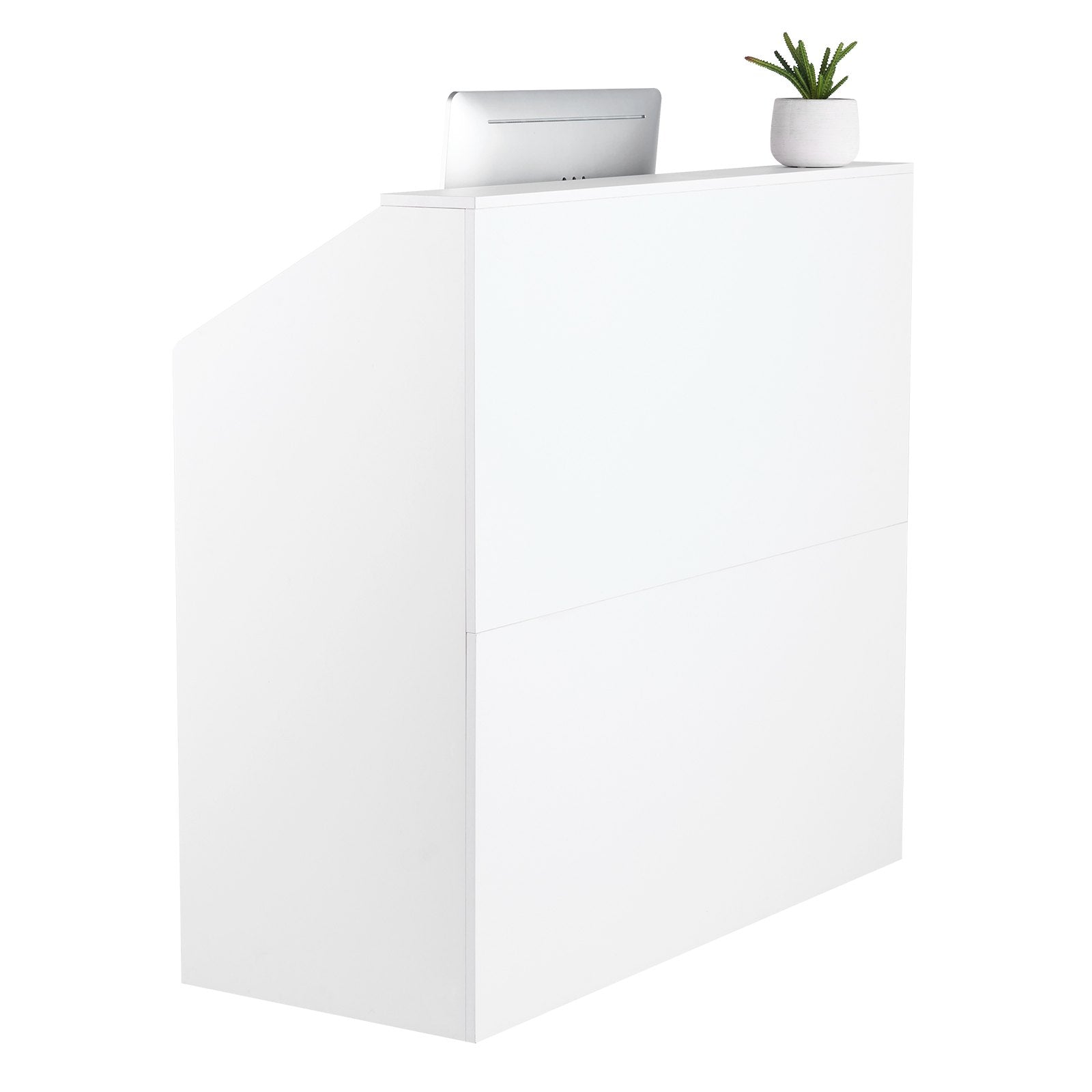 VEVOR Reception Desk Rectangular Front Counter Table 46.46 in White Office Table 