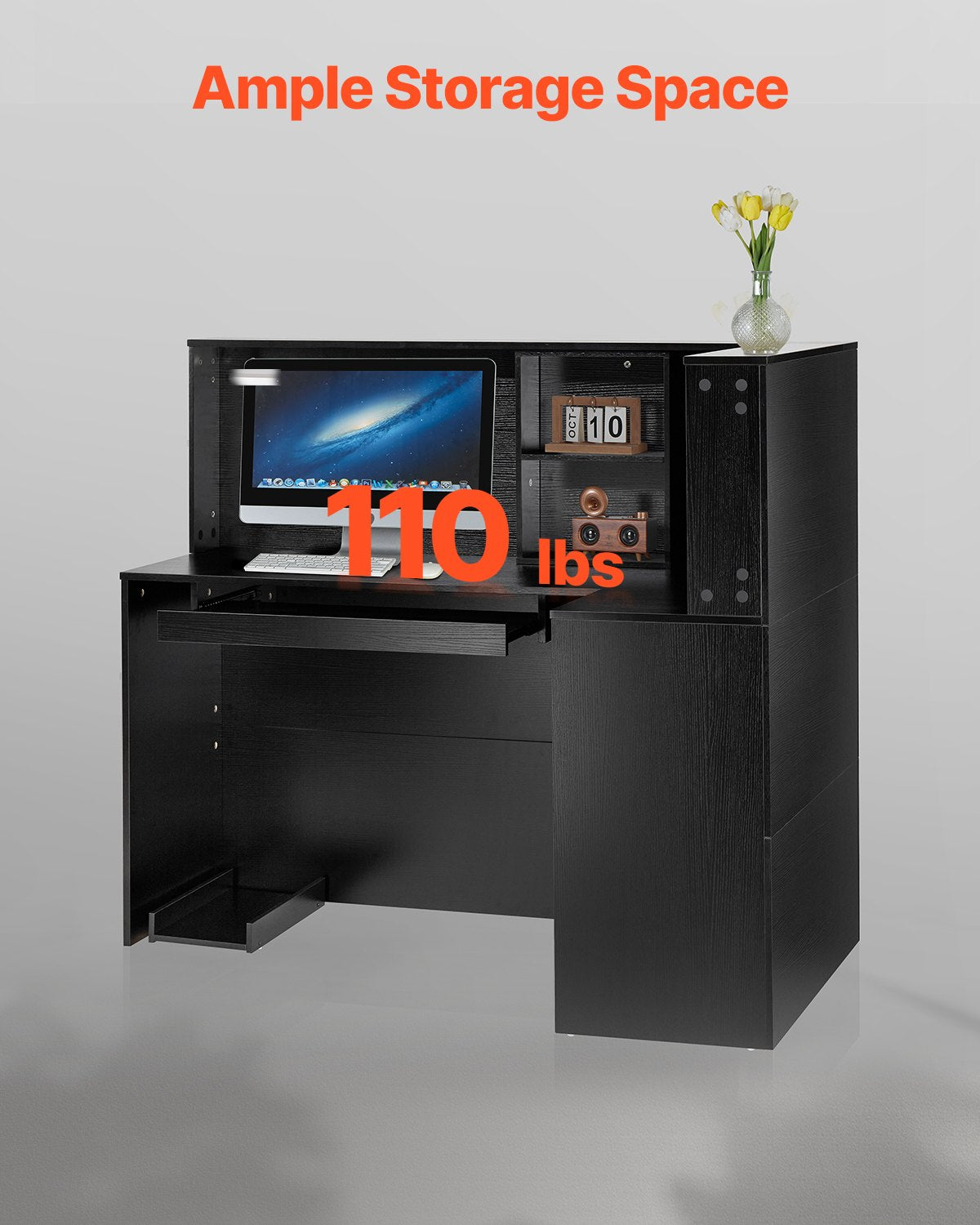 VEVOR Reception Desk L-Shaped Front Counter Table 55.12 in Black Office Table 