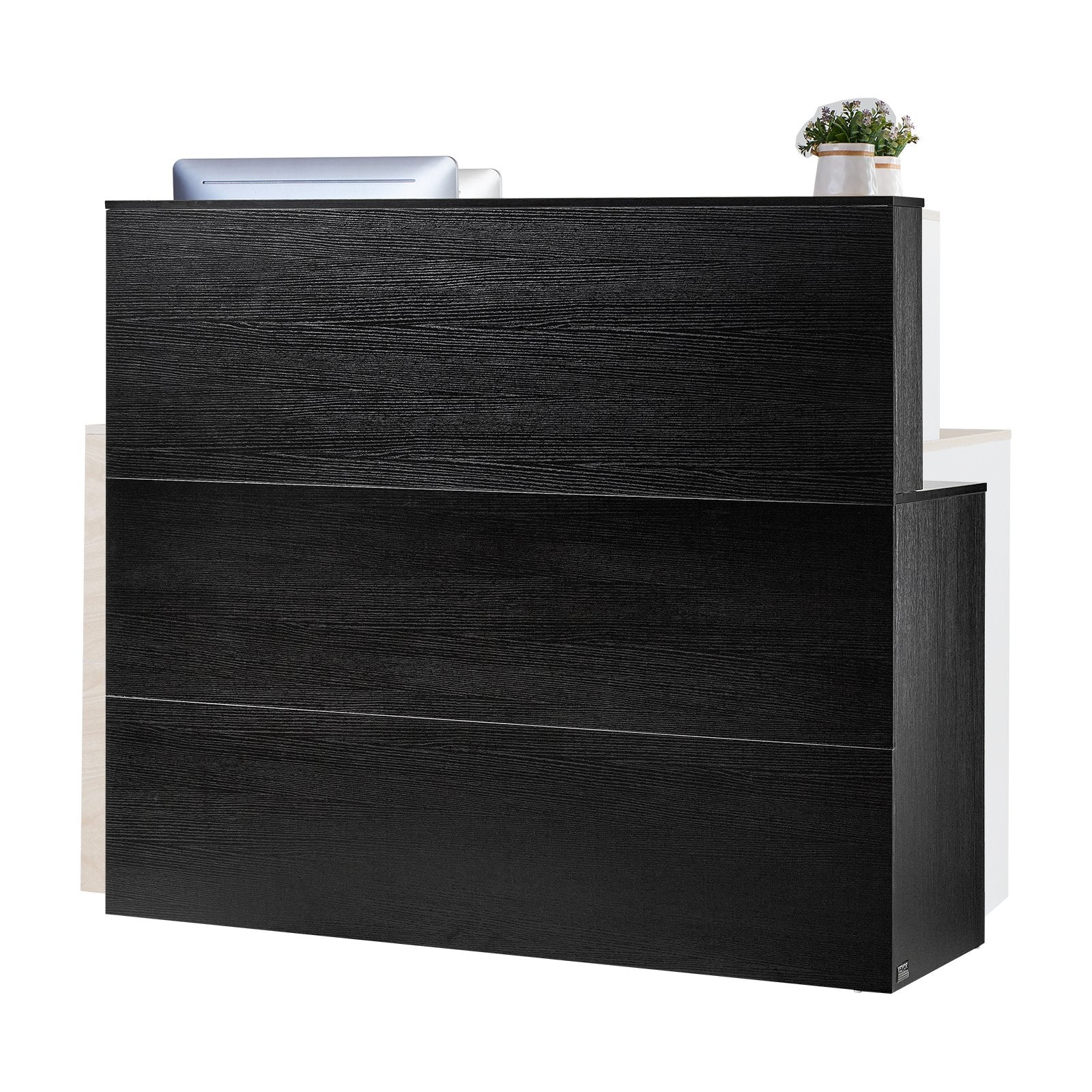 VEVOR Reception Desk L-Shaped Front Counter Table 55.12 in Black Office Table 
