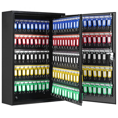 VEVOR 200-Key Cabinet, Key Lock Box with Adjustable Racks, Security Key Storage Box Steel, Key Organizer with 200 Colorful Key Tags and 4 Record Cards for School, Office, Hotel 