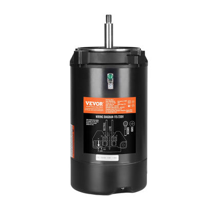 VEVOR 0.75 HP Pool Pump Motor, 56J Frame, 115V(8 Amps)/230V(4 Amps) 3450 RPM, 60Hz, 1.5 Service Factor, 80?F/250V Capacitor, CCW Rotation Round Flange Replacement Motor 