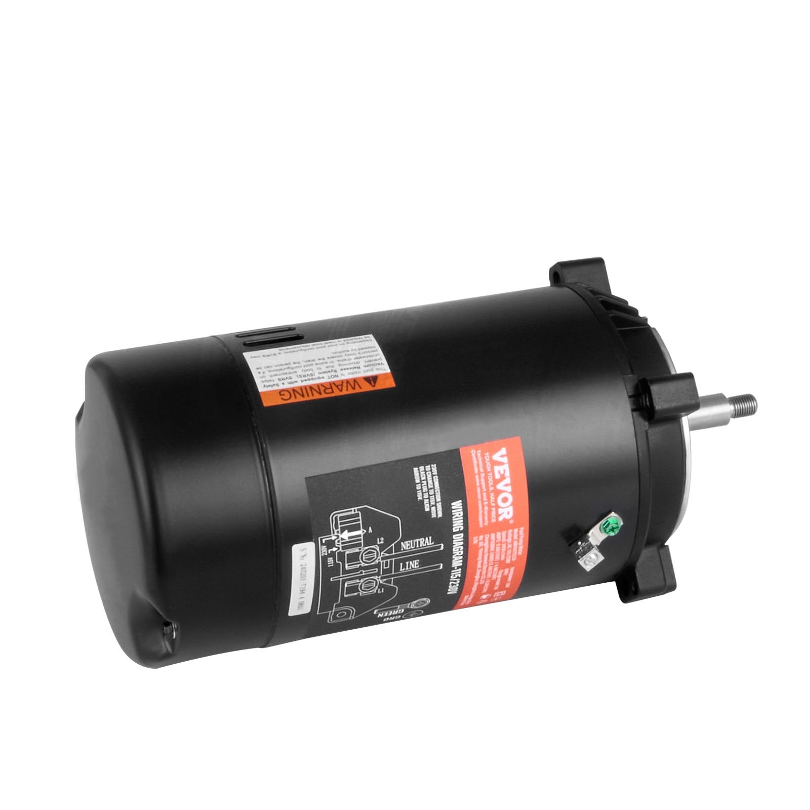VEVOR 0.75 HP Pool Pump Motor, 56J Frame, 115V(8 Amps)/230V(4 Amps) 3450 RPM, 60Hz, 1.5 Service Factor, 80?F/250V Capacitor, CCW Rotation Round Flange Replacement Motor 