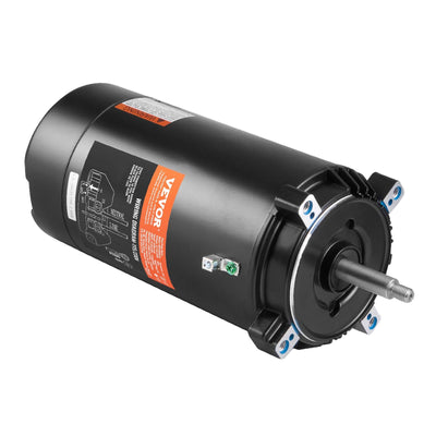 VEVOR 1.5 HP Pool Pump Motor, 56J Frame, 115V(13.6 Amps)/230V(6.8 Amps) 3450 RPM, 60Hz, 1.3 Service Factor, 90?F/250V Capacitor, CCW Rotation Round Flange Replacement Motor 