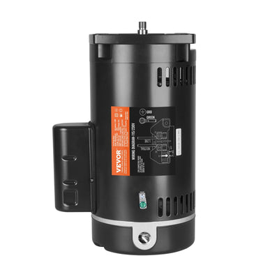 VEVOR 1 HP Pool Pump Motor, 56Y Frame, 115V(9 Amps)/230V(4.5 Amps) 3450RPM, 60Hz, 1.25 Service Factor, 90?F/250V Capacitor, CCW Rotation Square Flange Replacement Motor 