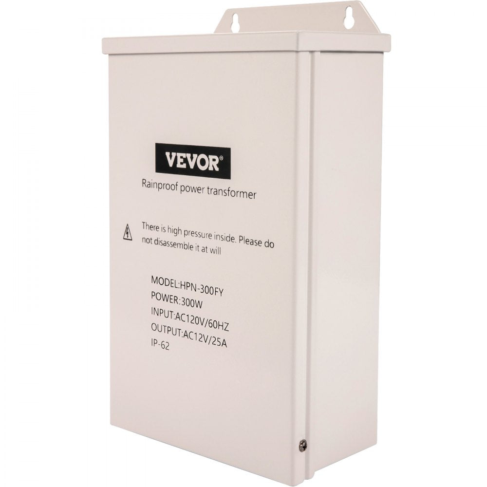 VEVOR Pool Light Transformer, 300 Watt Outdoor Landscape Lighting Transformer, 12V AC Pool Light Transformer, Pool/Spa/Landscape Lighting, Spotlight, Pathway Light, LED Compatible, Weatherproof 
