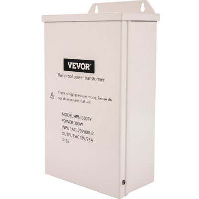 VEVOR Pool Light Transformer, 300 Watt Outdoor Landscape Lighting Transformer, 12V AC Pool Light Transformer, Pool/Spa/Landscape Lighting, Spotlight, Pathway Light, LED Compatible, Weatherproof 